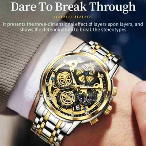 Olevs Men's Luxury Skeleton Chronograph Watch With