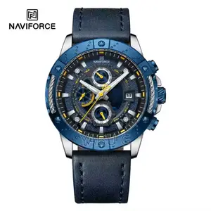 Naviforce Men Watch Luxury Brand Quartz Genuine Leather Wristwatch