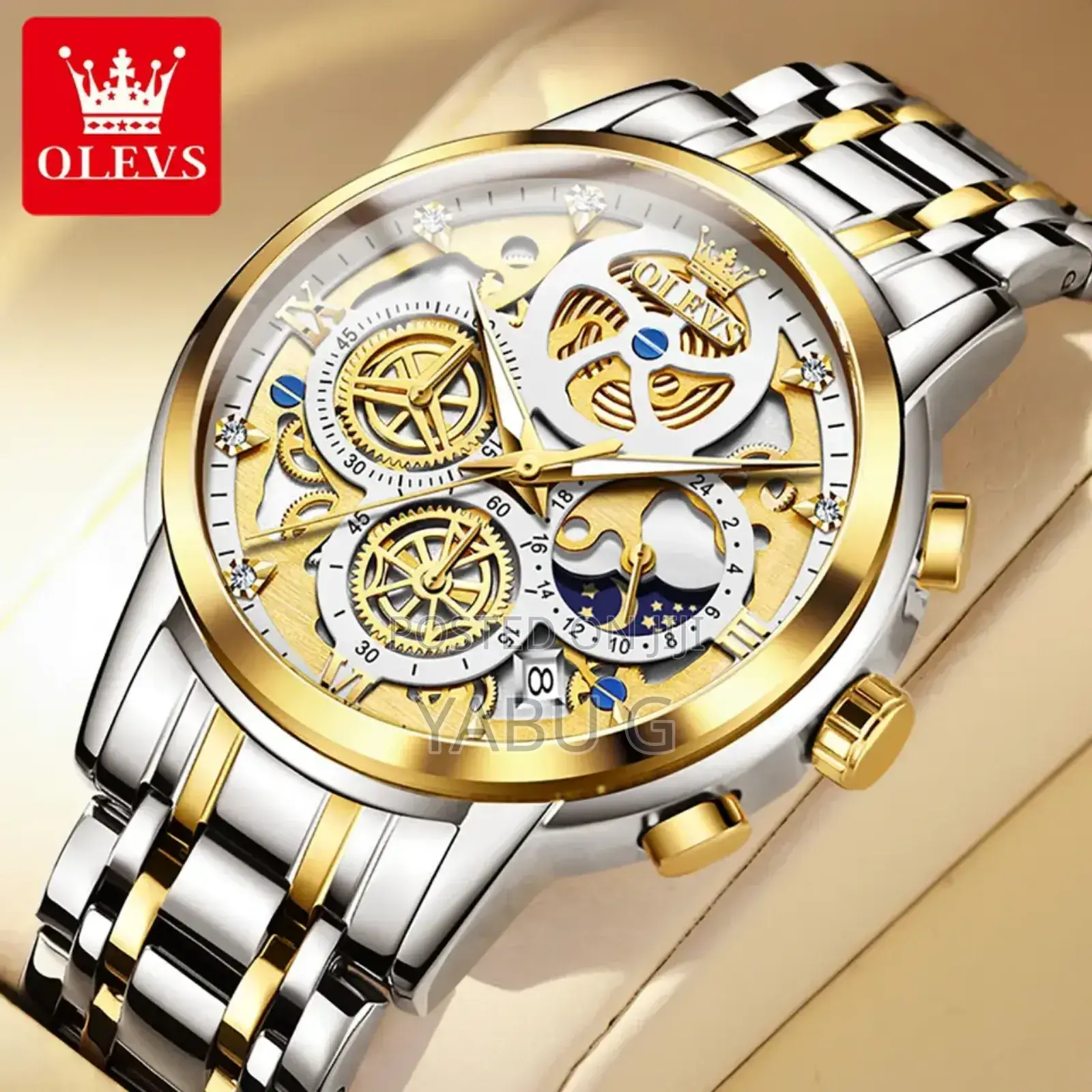 Olevs Transparent Skeleton Automatic Watch