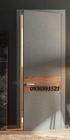 Crown Door Made of Natural Stone Wood Fiber. For Main Gate Indoors