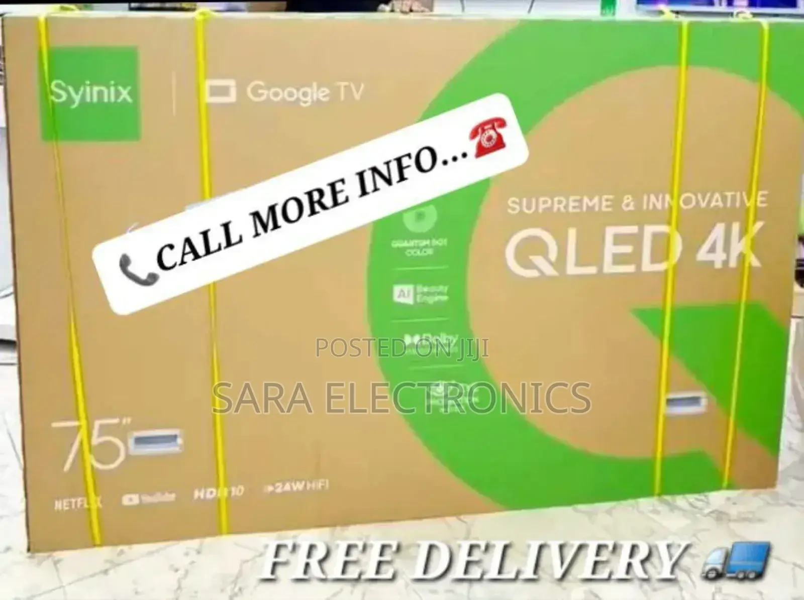 Syinix 75" Googel TV Superem Innovative Qled TV NEW 2026 FREE DELIVERY